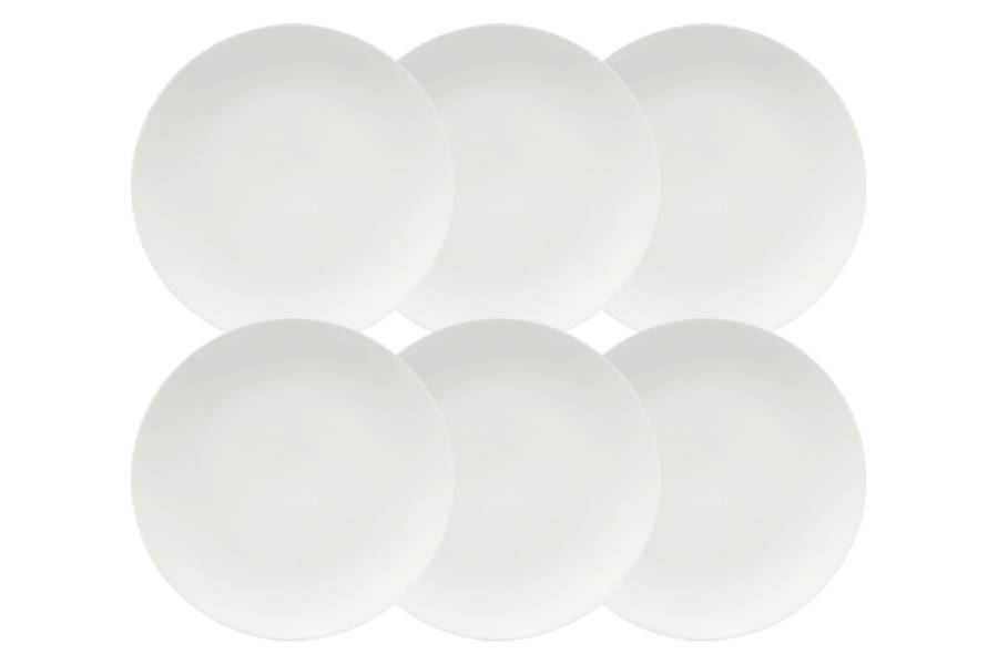 Набор 6 тарелок закусочных, 23 см, фарфор P, белая, White Basics
