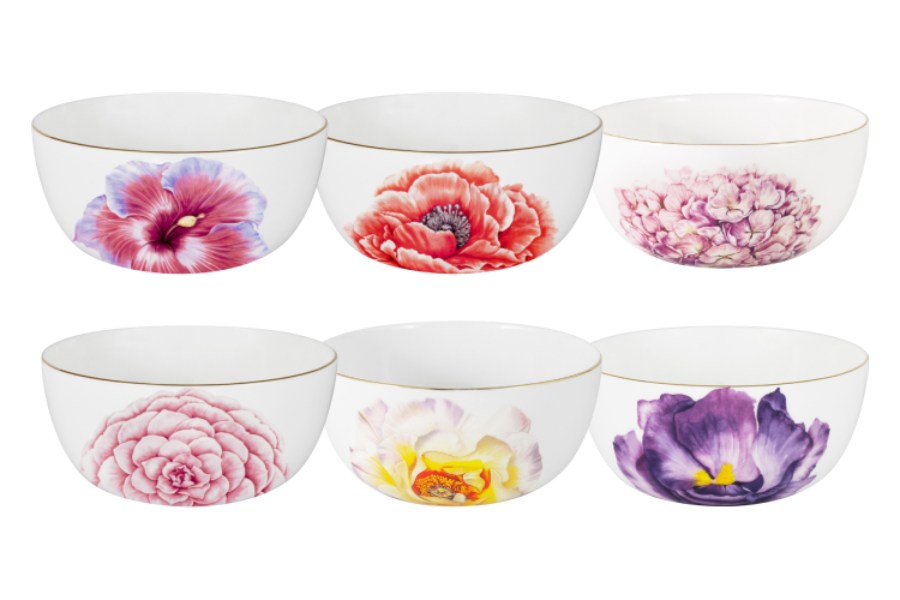 Набор 6 салатников Flowers, 14 см, 0,75 л