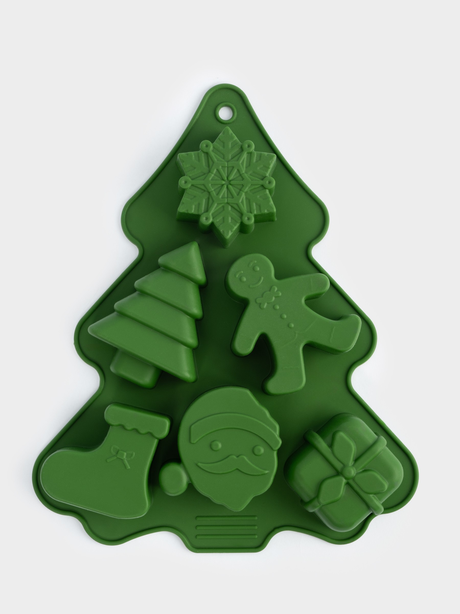 Форма для выпечки кексов, 23✕18 см, 6 отделений, силикон, зеленая, Елка, Muffin