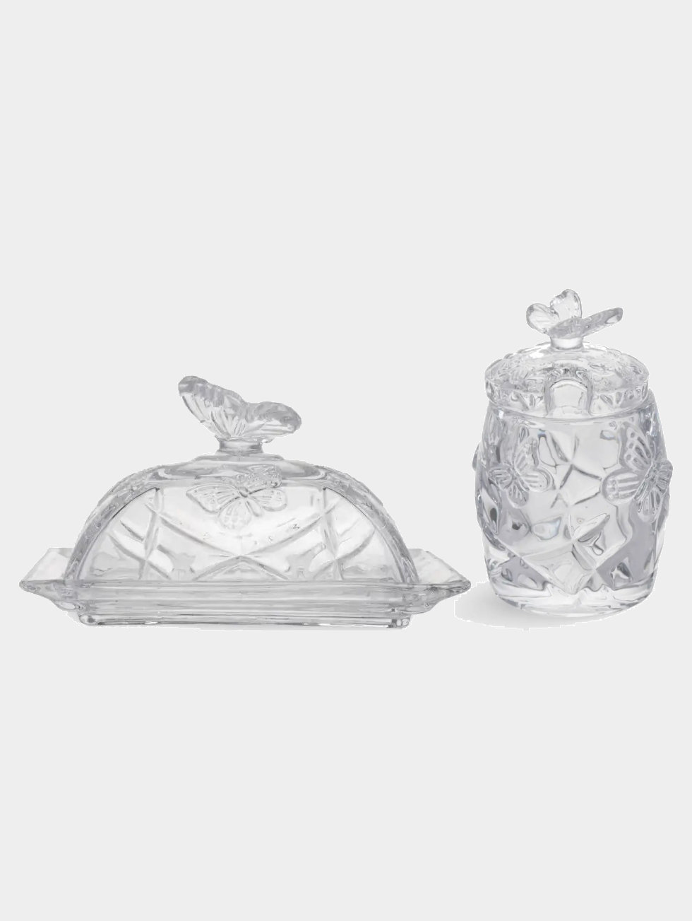 Набор сахарница 11 см, 120 мл + масленка, 17✕12 см, стекло/сталь, Бабочка, Butterfly