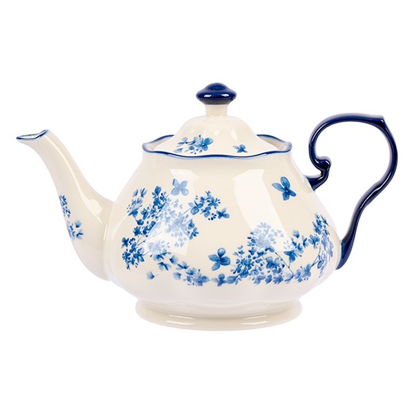Чайник заварочный «Фиори», фарфор, 0,8 л, цвет слоновая кость, синий