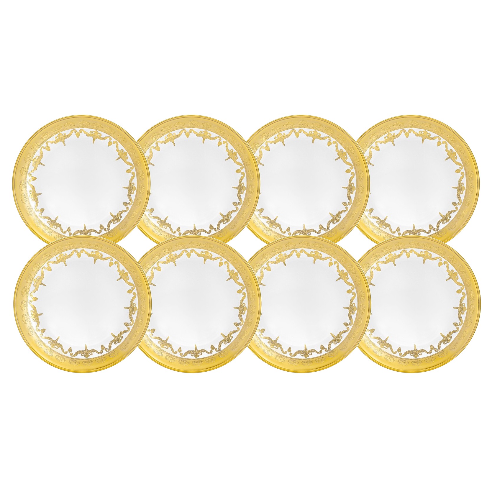 Набор тарелка суповая, 21,5х3 см, 8 шт, стекло, золотистая, Versailles Набор тарелка суповая, 21,5х3 см, 8 шт, стекло, золотистая, Versailles