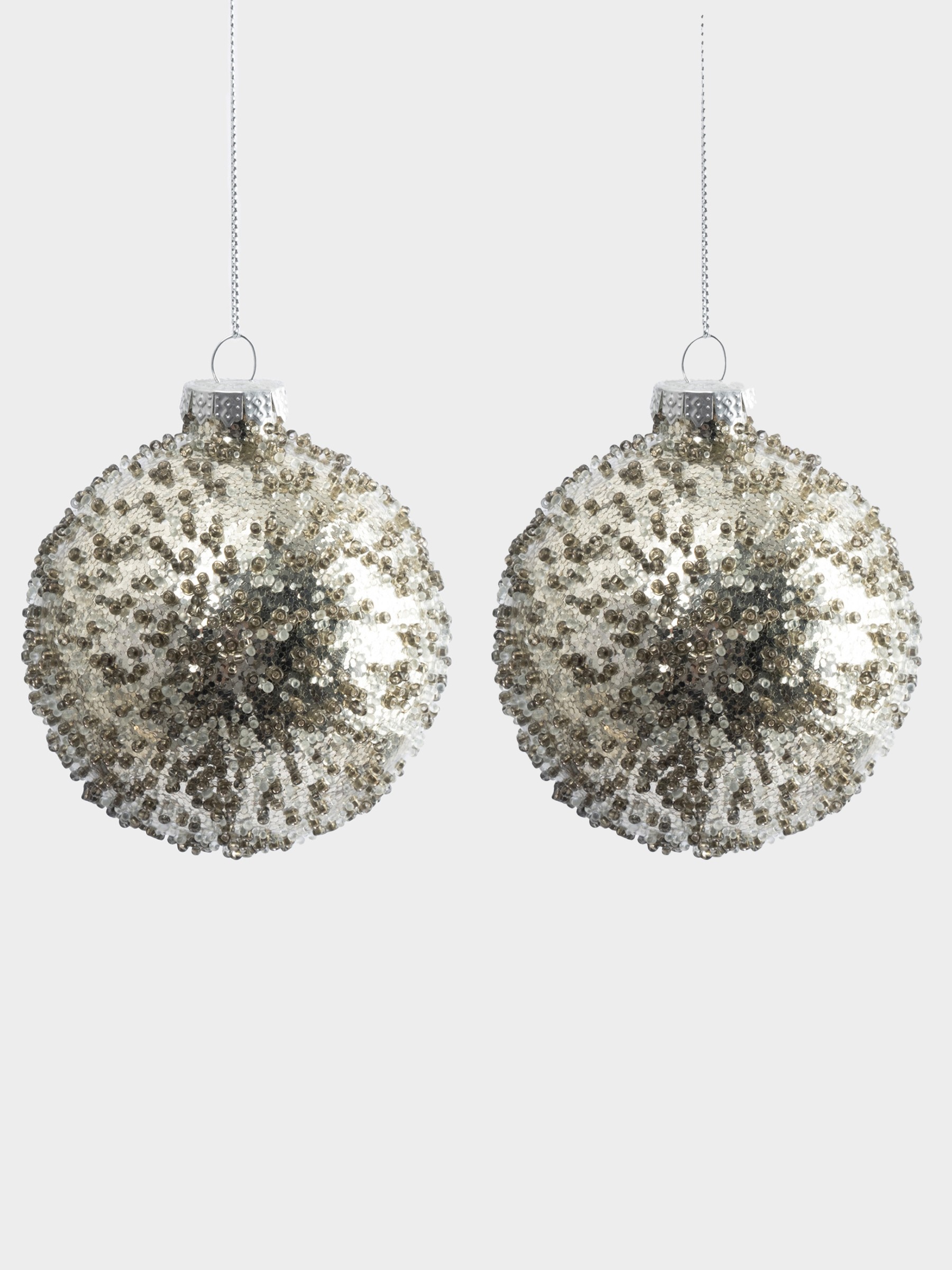 Игрушка елочная, 8 см, 2 шт, стекло, серебристая, Шар с изморозью, New year Игрушка елочная, 8 см, 2 шт, стекло, серебристая, Шар с изморозью, New year