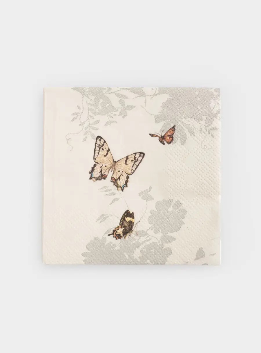 Салфетки бумажные, 21✕21 см, 20 шт, квадратные, белые, Бабочки, Butterfly garden