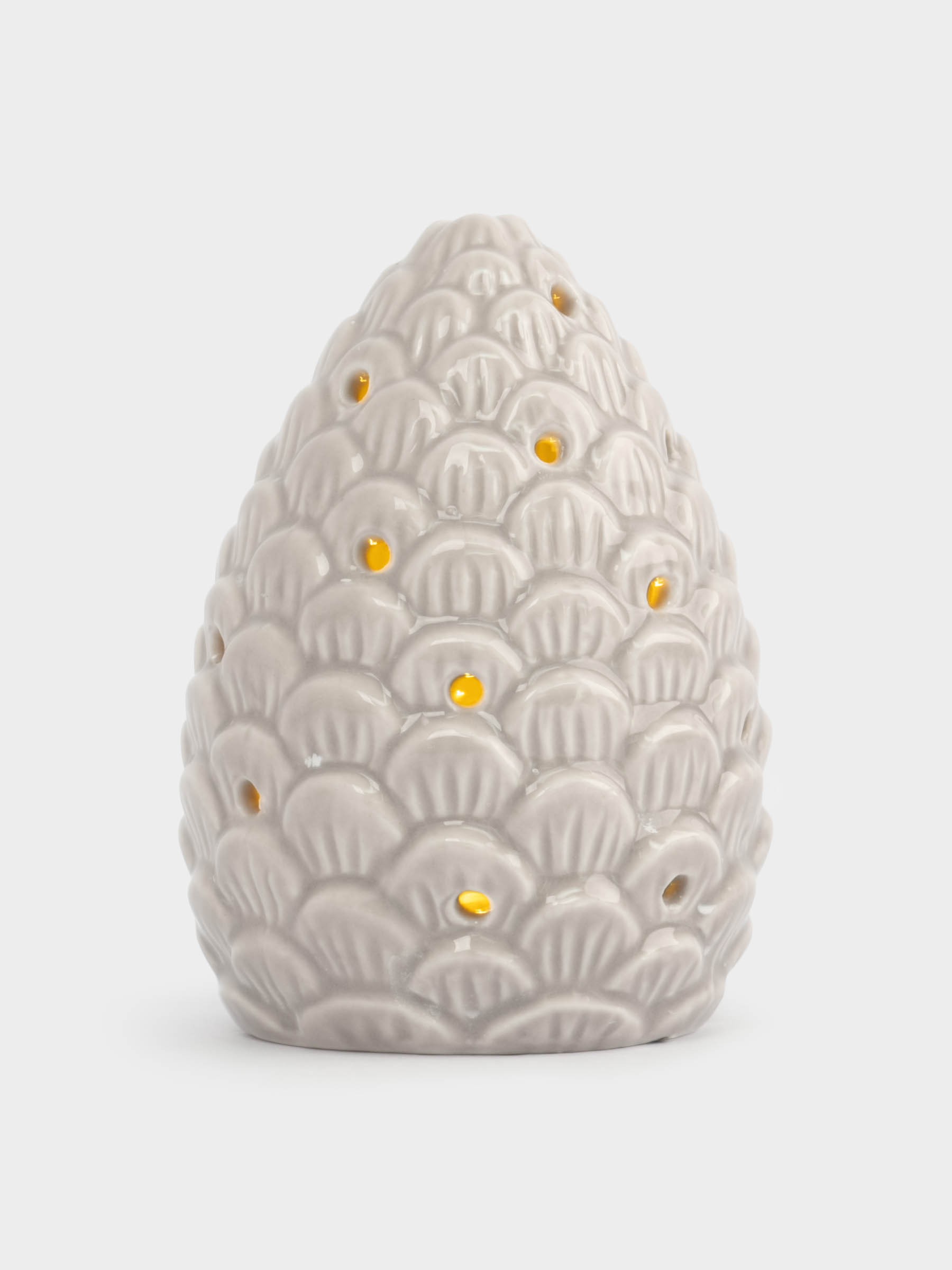 Статуэтка, 11 см, с подсветкой, фарфор, бежево-молочная, Шишка, Pinecone Статуэтка, 11 см, с подсветкой, фарфор, бежево-молочная, Шишка, Pinecone