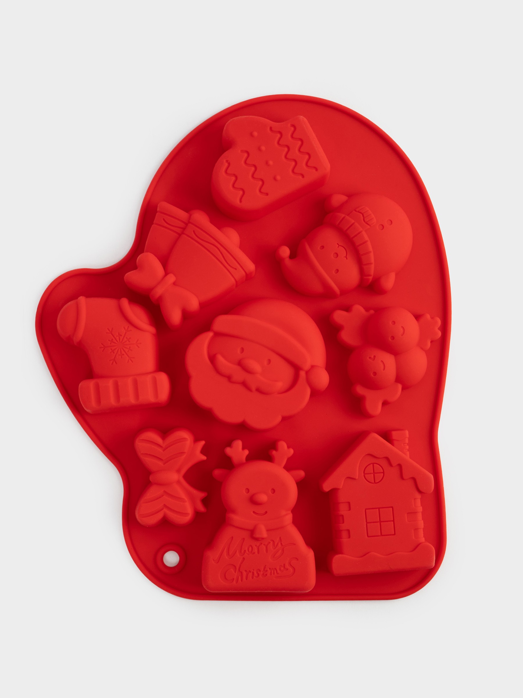 Форма для выпечки кексов, 25✕20 см, 9 отд, силикон, красная, Варежка, Muffin