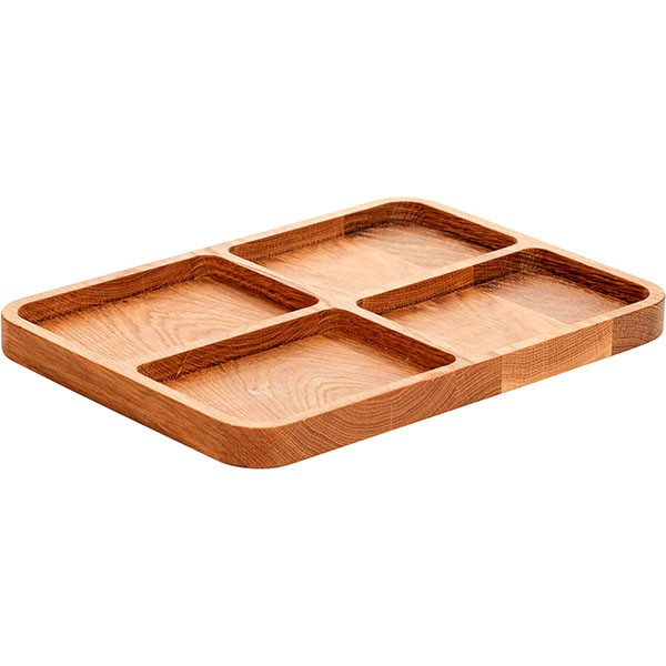 Менажница 4 секции прямоугольная, дуб, 35✕25✕2 см, деревянный