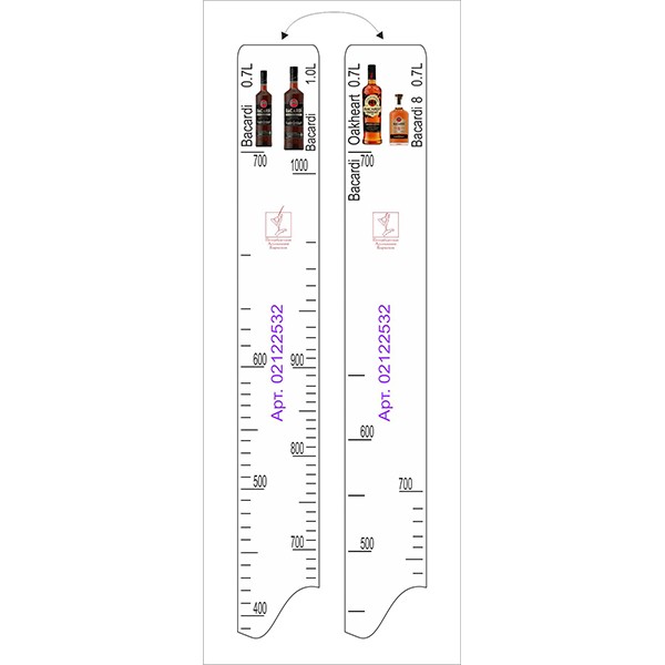 Линейка «Бакарди» 0.75,1л/Оакхерт 0.7, L=28, B=2см; белый