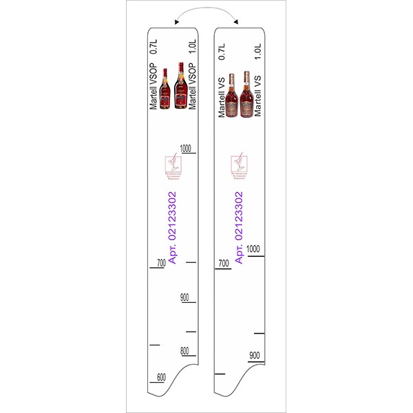 Линейка «Мартель VS, VSOP 0.7,1л» H=28, B=2см; белый