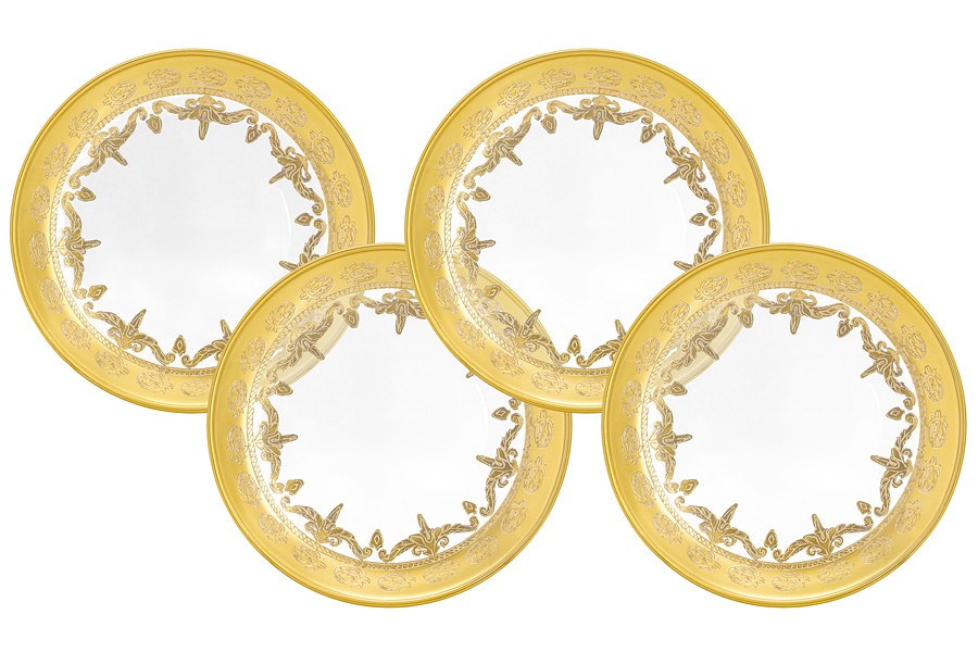 Тарелка для хлеба, 14,5 см, 4 шт, стекло, золотистая, Versailles Тарелка для хлеба, 14,5 см, 4 шт, стекло, золотистая, Versailles