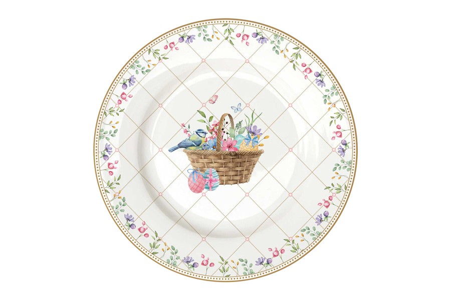 Тарелка закусочная, 19 см, фарфор P, белая, Корзина с цветами, Spring Bloom