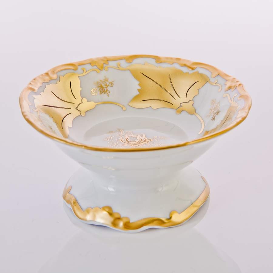 Розетка на ножке 8 см. «Кленовый лист белый»