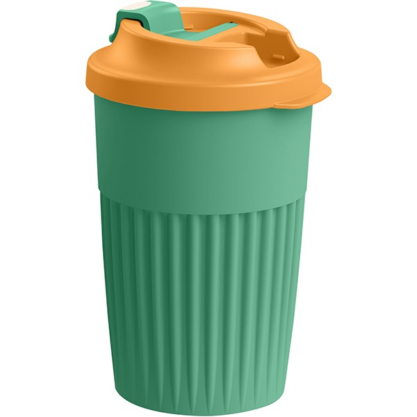 Стакан для горячих напитков с клапаном, полипропилен, 450 мл, зелёный