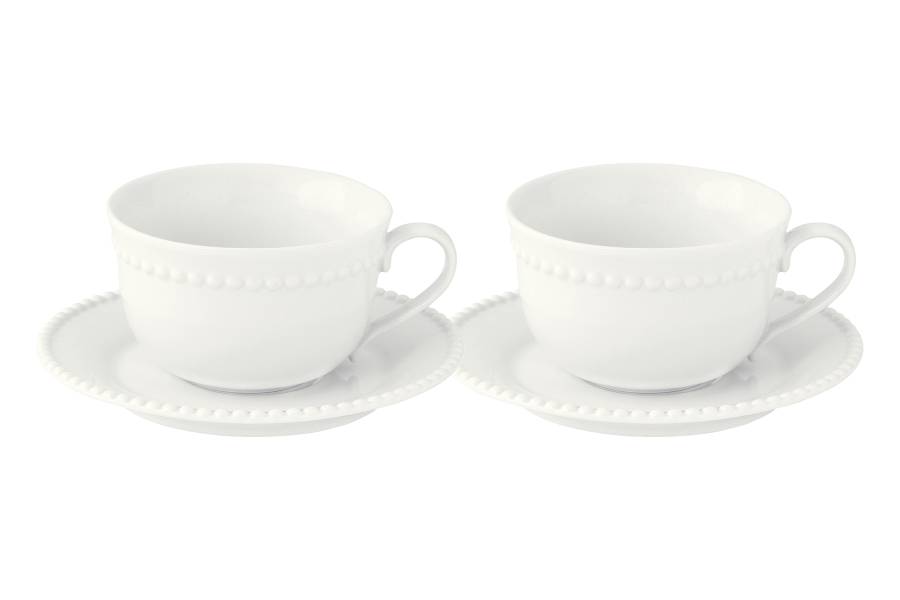 Набор 2 чашки с блюдцами Tiffany, белая, 0,25 л