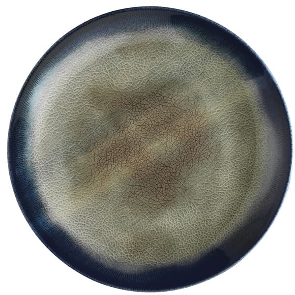 Тарелка «Нанокрем Дарк Блю» с бортом, фарфор, 200 мм, тёмно синий, зелёный