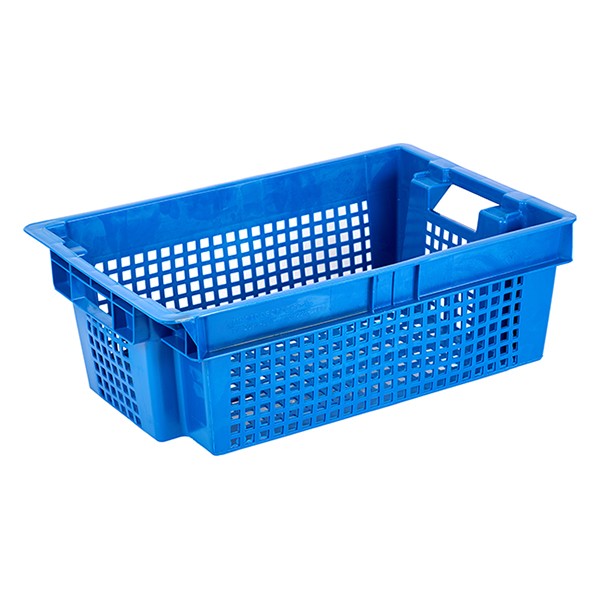 Ящик для продуктов перфорированный, полиэтилен, 37 л, синий