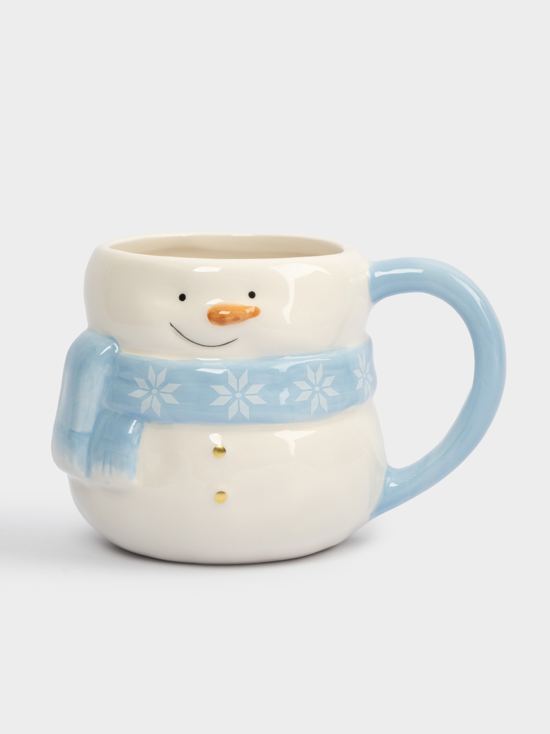 Кружка, 450 мл, керамика, бело-голубая, Снеговик в шарфе, Snowman Кружка, 450 мл, керамика, бело-голубая, Снеговик в шарфе, Snowman