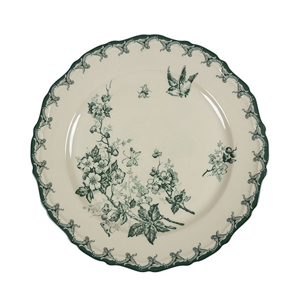 Тарелка «Боярышник» плоская, керамика, 225 мм, белый, зелёный