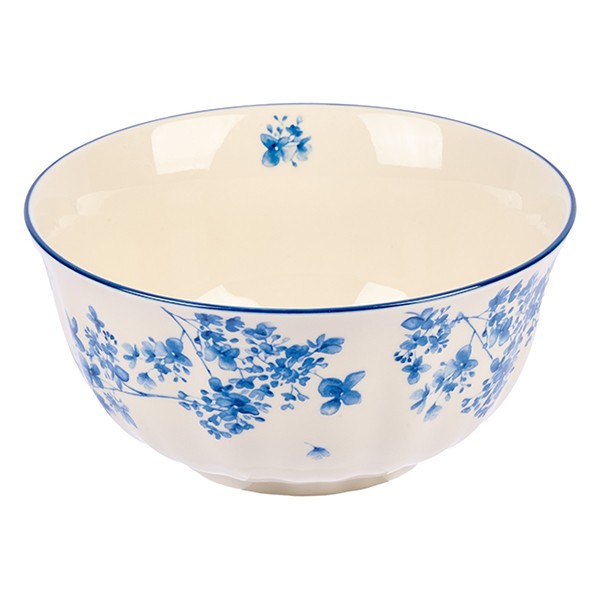 Салатник «Фиори», фарфор, 179 мм, цвет слоновая кость, синий