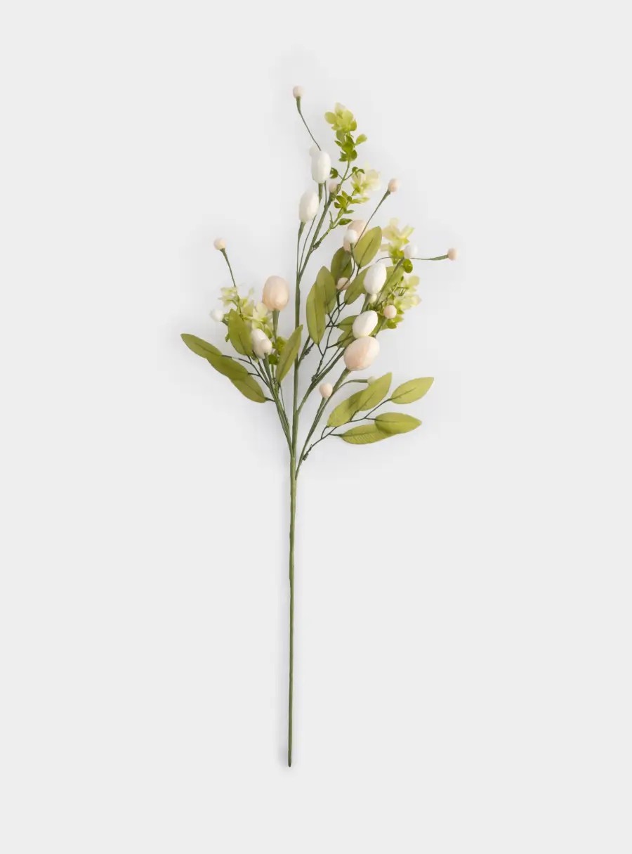 Ветка декоративная, 70 см, пластик/бумага, Ветка с пасхальными яйцами, Interior Easter