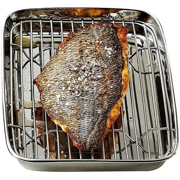 Лоток с решеткой-гриль, нержавеющая сталь, 205✕150✕30 мм