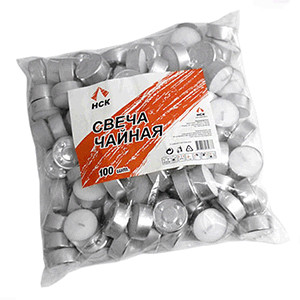 Свеча «Таблетки», 100 шт, воск, алюминий, 4 см, белый