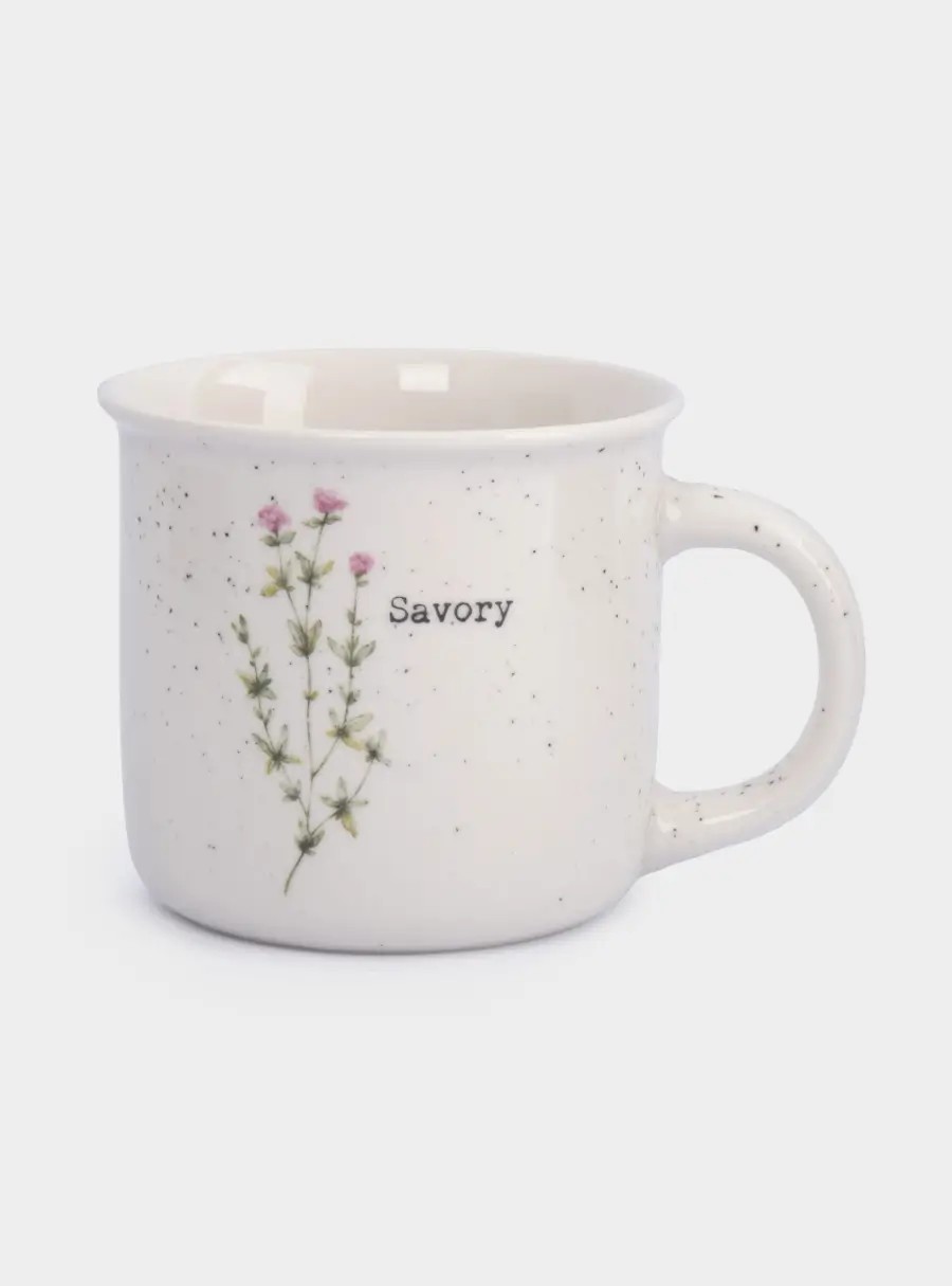 Кружка, 370 мл, костяной фарфор, белая, в крапинку, Чабер, Herbarium new