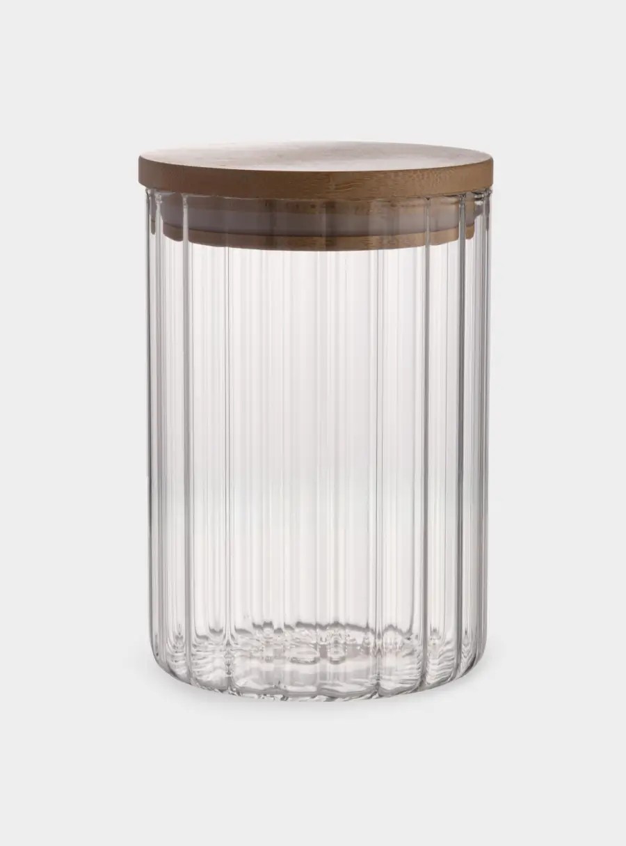 Банка для сыпучих продуктов, 700 мл, стекло/бамбук, Grand