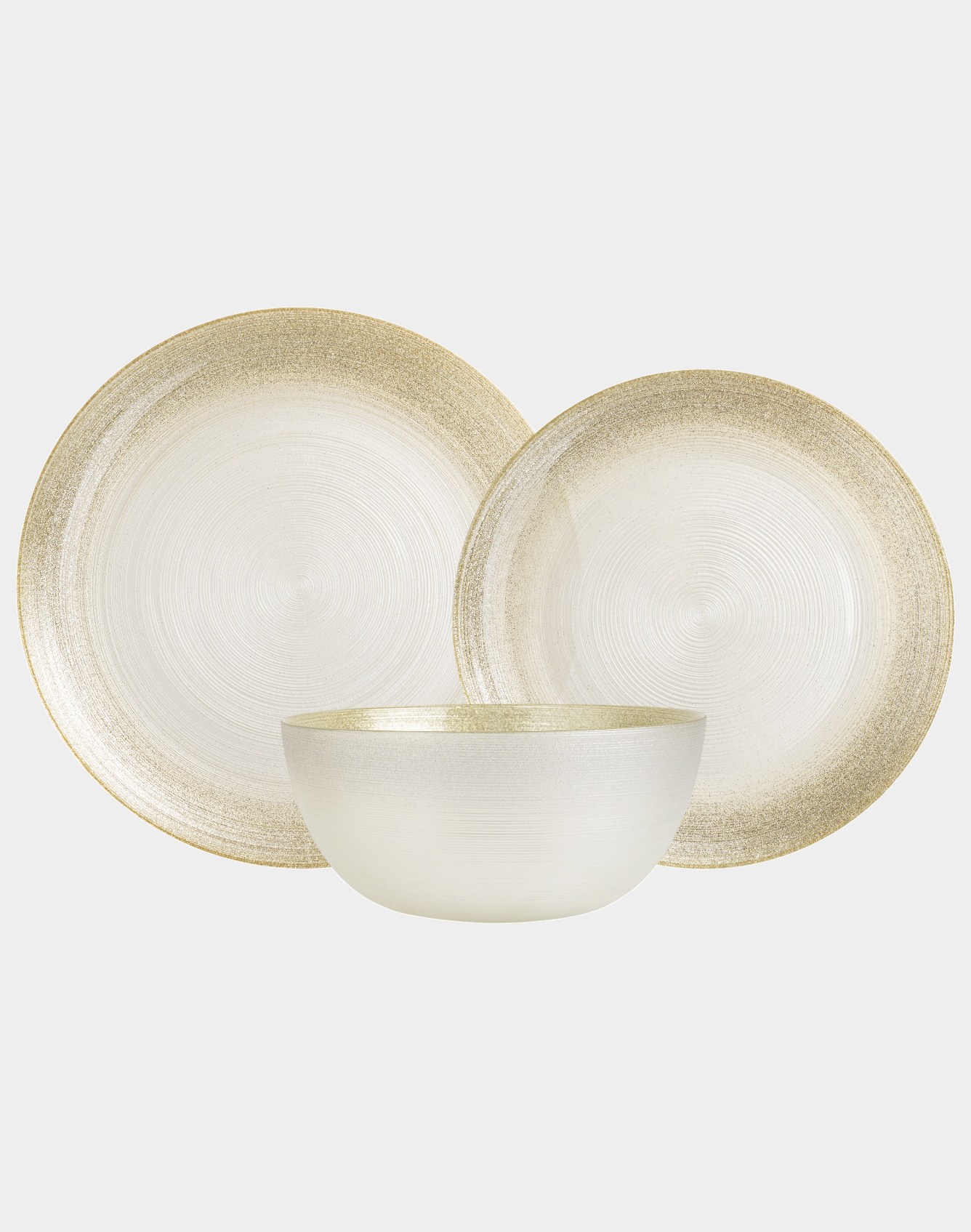 Сервиз обеденный, 4 персоны, 12 предметов, стекло, молочная/шампань, Marbella