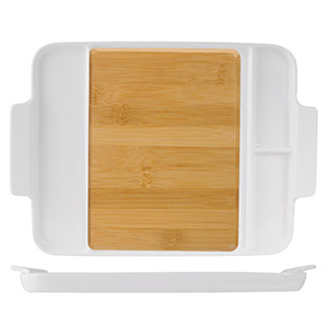 Блюдо для стейка/сыра, бамбук,фарфор, H=32,L=295,B=120мм