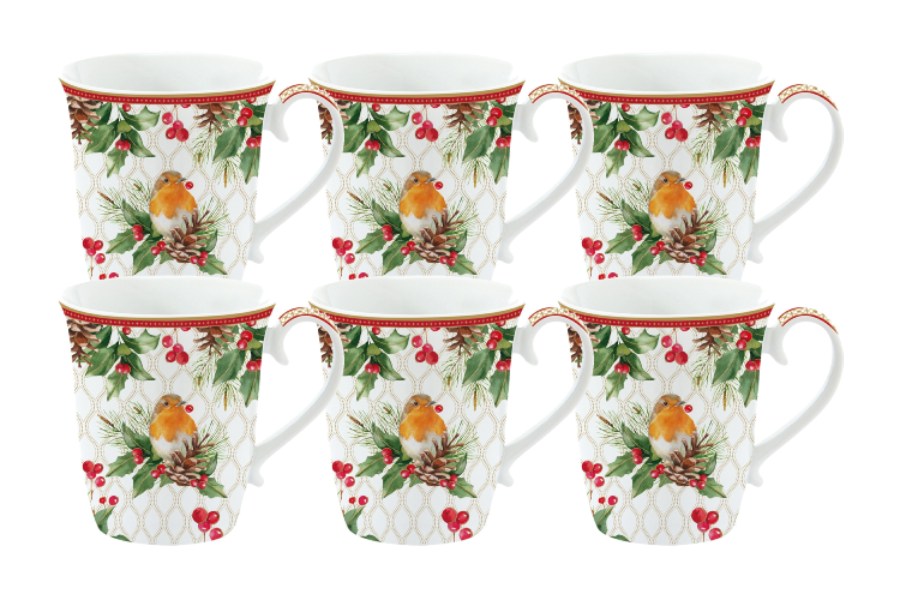 Набор 6 кружек Рождественские ягоды, 0,275 л