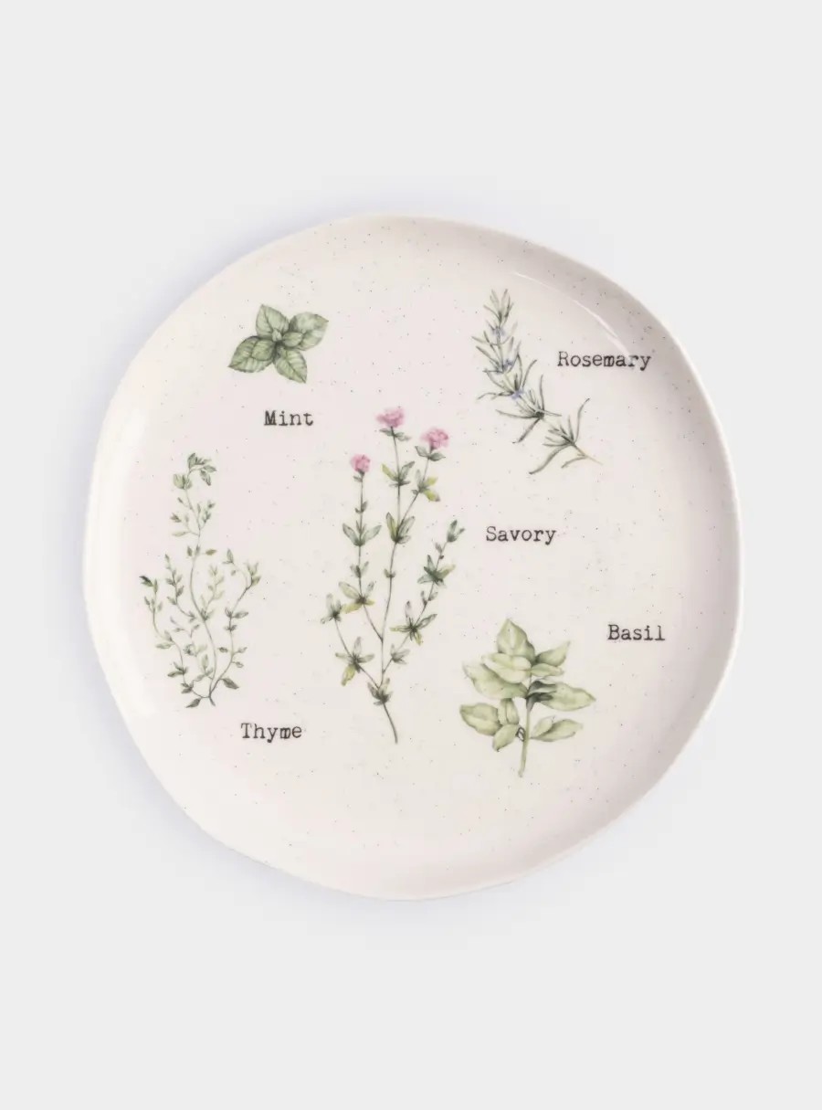 Тарелка обеденная, 26 см, костяной фарфор, белая, в крапинку, Приправы, Herbarium new