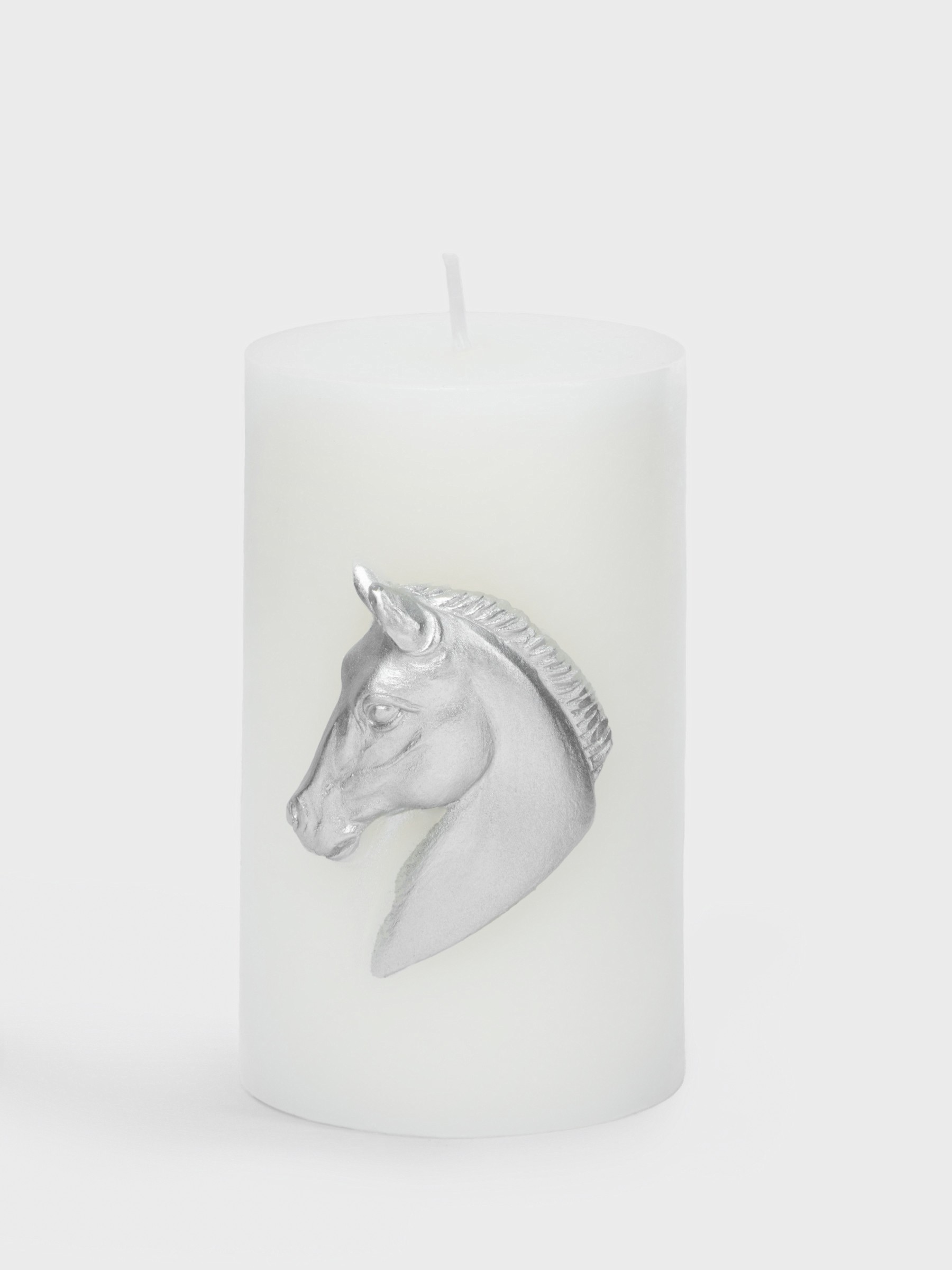 Свеча, 10 см, цилиндрическая, серебристая, Лошадь, Horse Свеча, 10 см, цилиндрическая, серебристая, Лошадь, Horse
