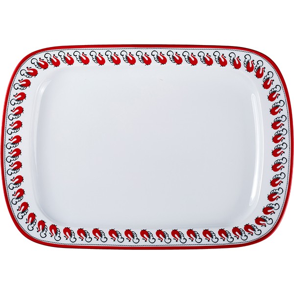 Тарелка «Мезень» Принц Лебеди прямоугольная, фарфор, 240✕153✕27 мм, белый, красный