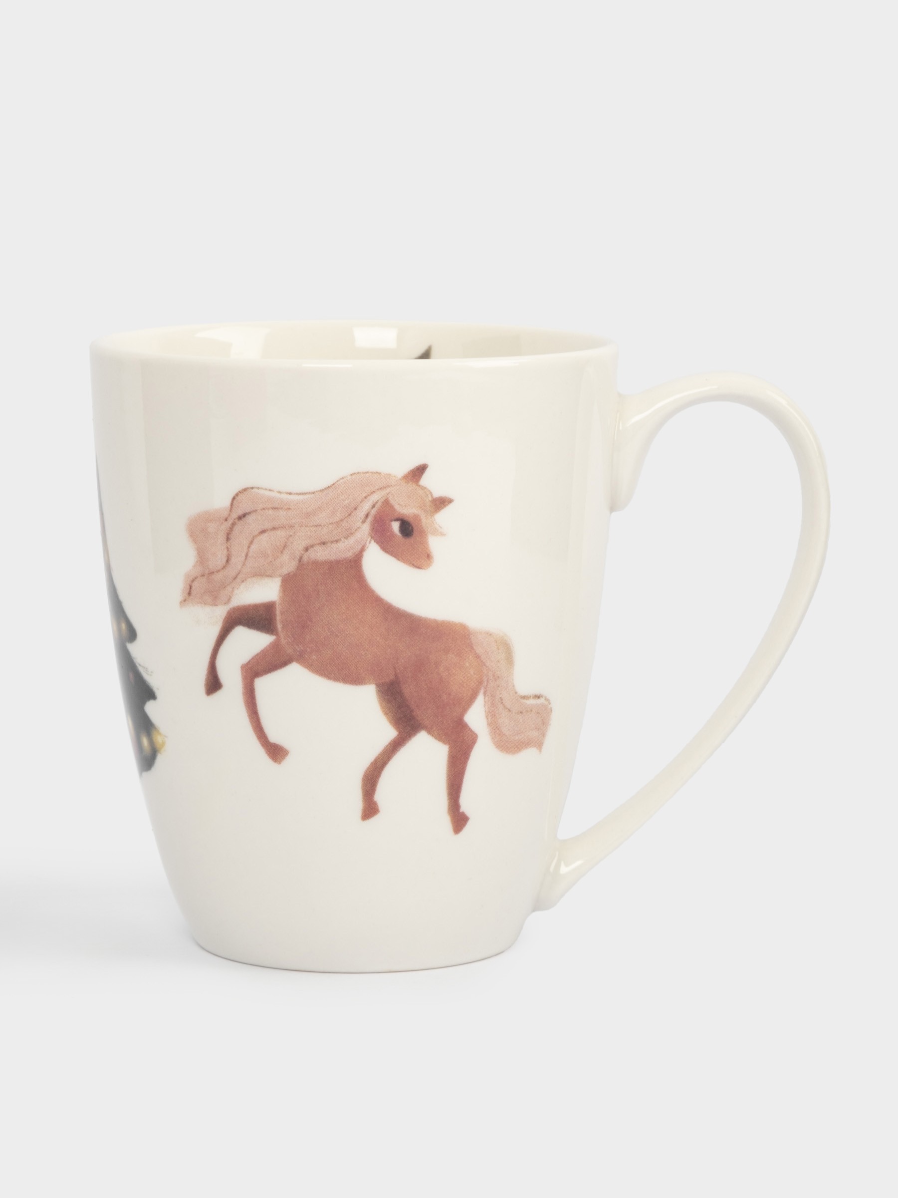 Кружка, 320 мл, костяной фарфор, белая, Лошадка у елки, Child holiday Кружка, 320 мл, костяной фарфор, белая, Лошадка у елки, Child holiday