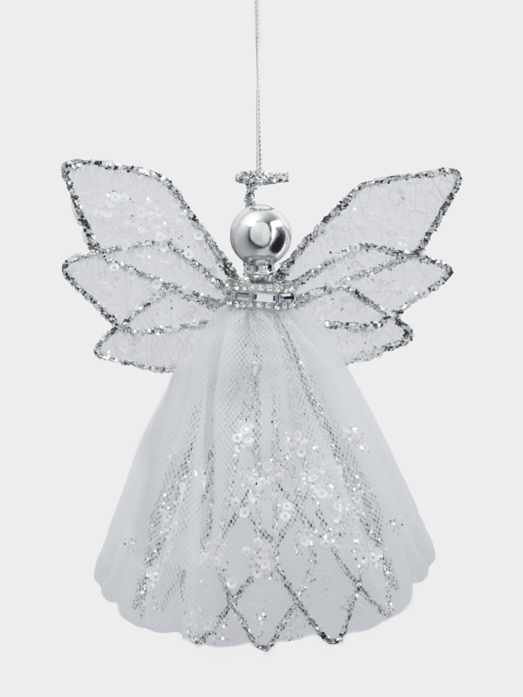 Игрушка елочная, 15 см, металл/ткань, серебристая, Ангел, Event Игрушка елочная, 15 см, металл/ткань, серебристая, Ангел, Event