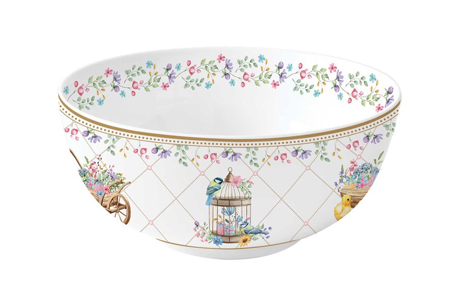 Салатник, 15 см, 600 мл, фарфор P, белый, Кролики и цыплята, Spring Bloom