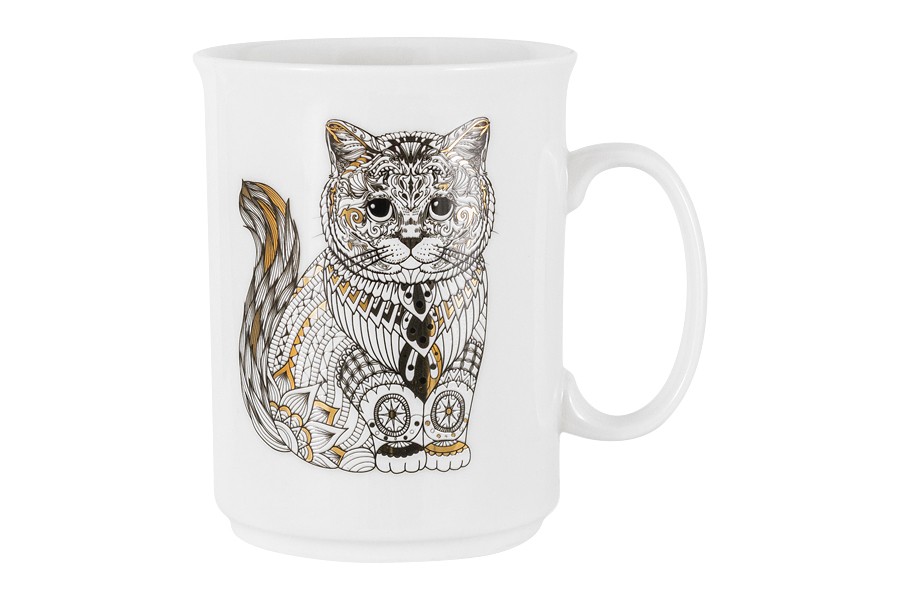 Кружка, 415 мл, фарфор N, белая, Кот, Wild