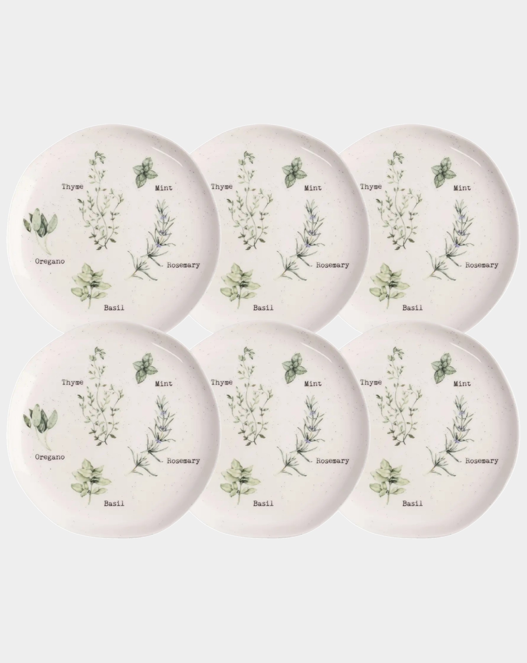 Набор 6 тарелок закусочных, 19 см, костяной фарфор, белая, в крапинку, Приправы, Herbarium new