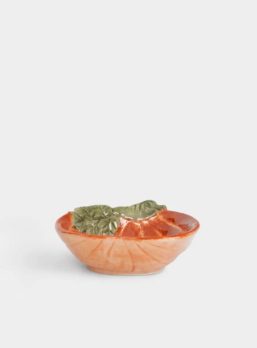 Пиала, 15✕14✕5 см, 540 мл, керамика D, оранжево-зеленая, Тыква с листом, Bright pumpkin