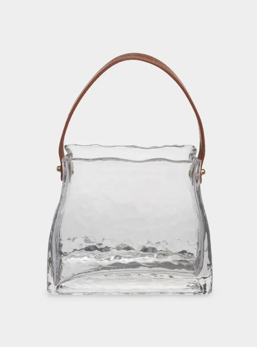 Ваза для цветов, 15 см, декоративная, с ручкой, стекло/полиуретан, Сумка