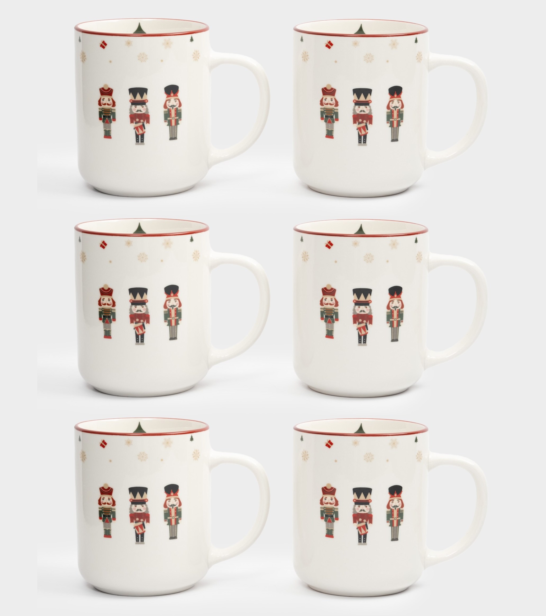 Набор 6 кружек, 370 мл, фарфор, белая, Щелкунчики, Nutcracker