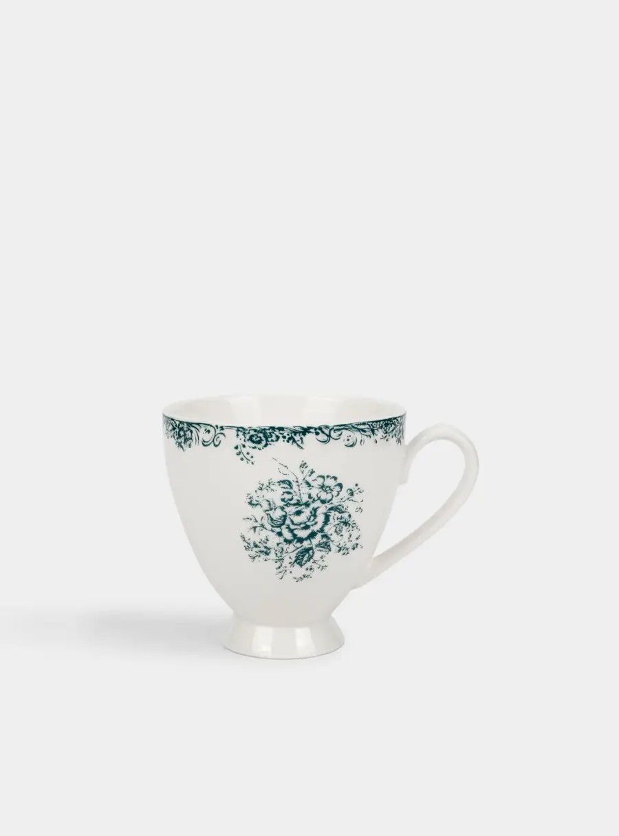 Кружка, 310 мл, фарфор, бело-синяя, Rosetta