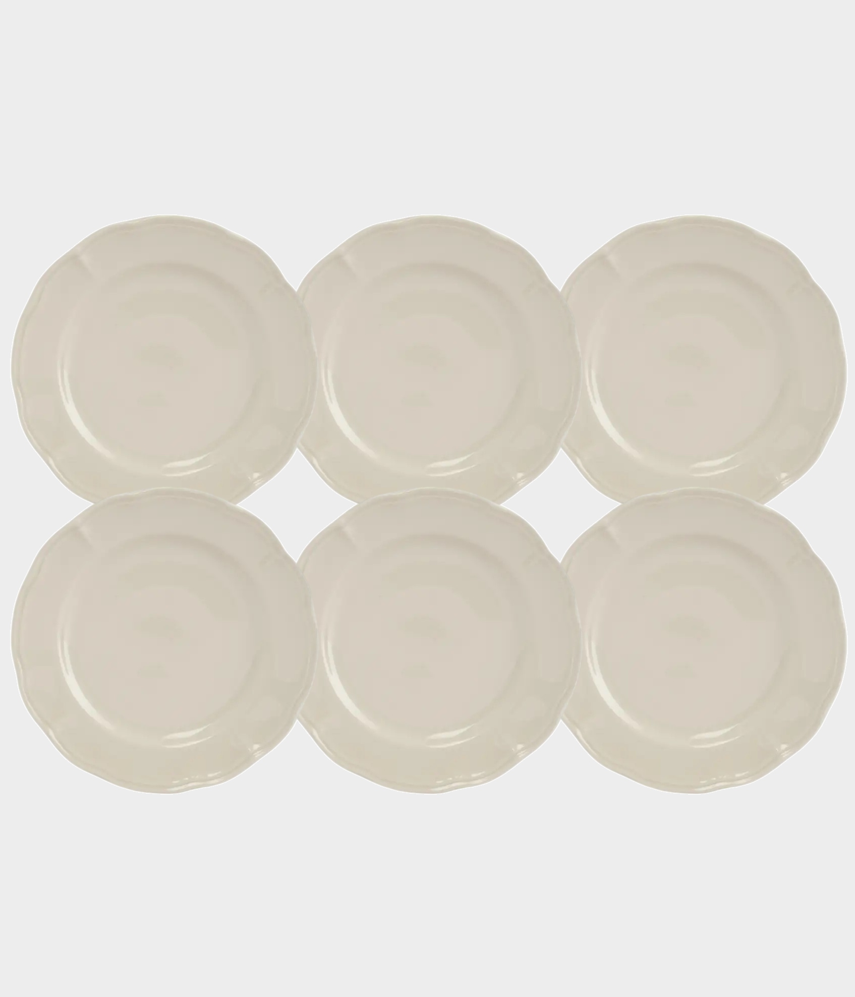 Набор 6 тарелок закусочных, 21 см, фарфор, молочная, Rustic