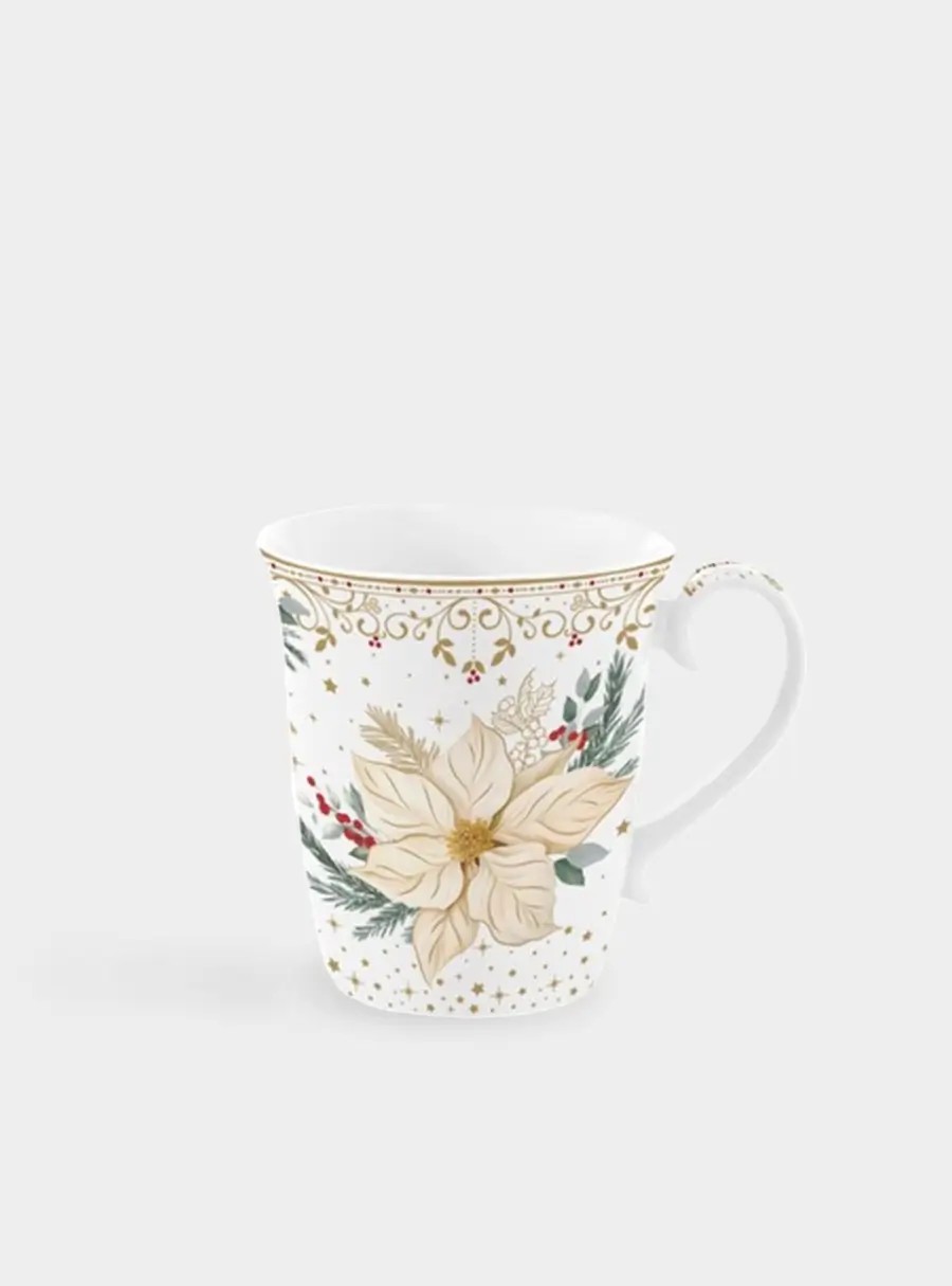 Кружка, 275 мл, фарфор, белая, Цветок, White Elegance