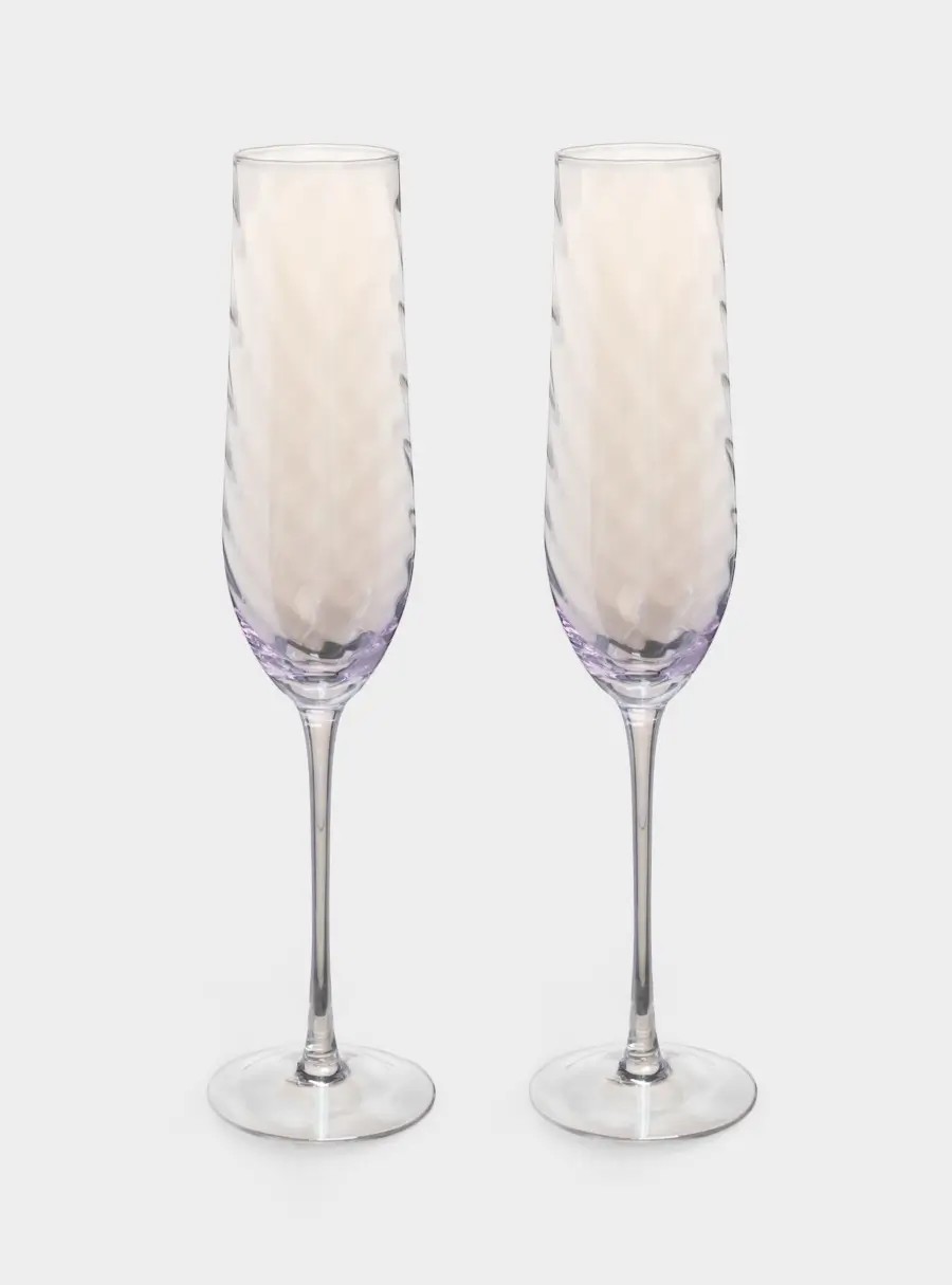 Бокал для шампанского, 250 мл, 2 шт, стекло, сиреневый, Romance