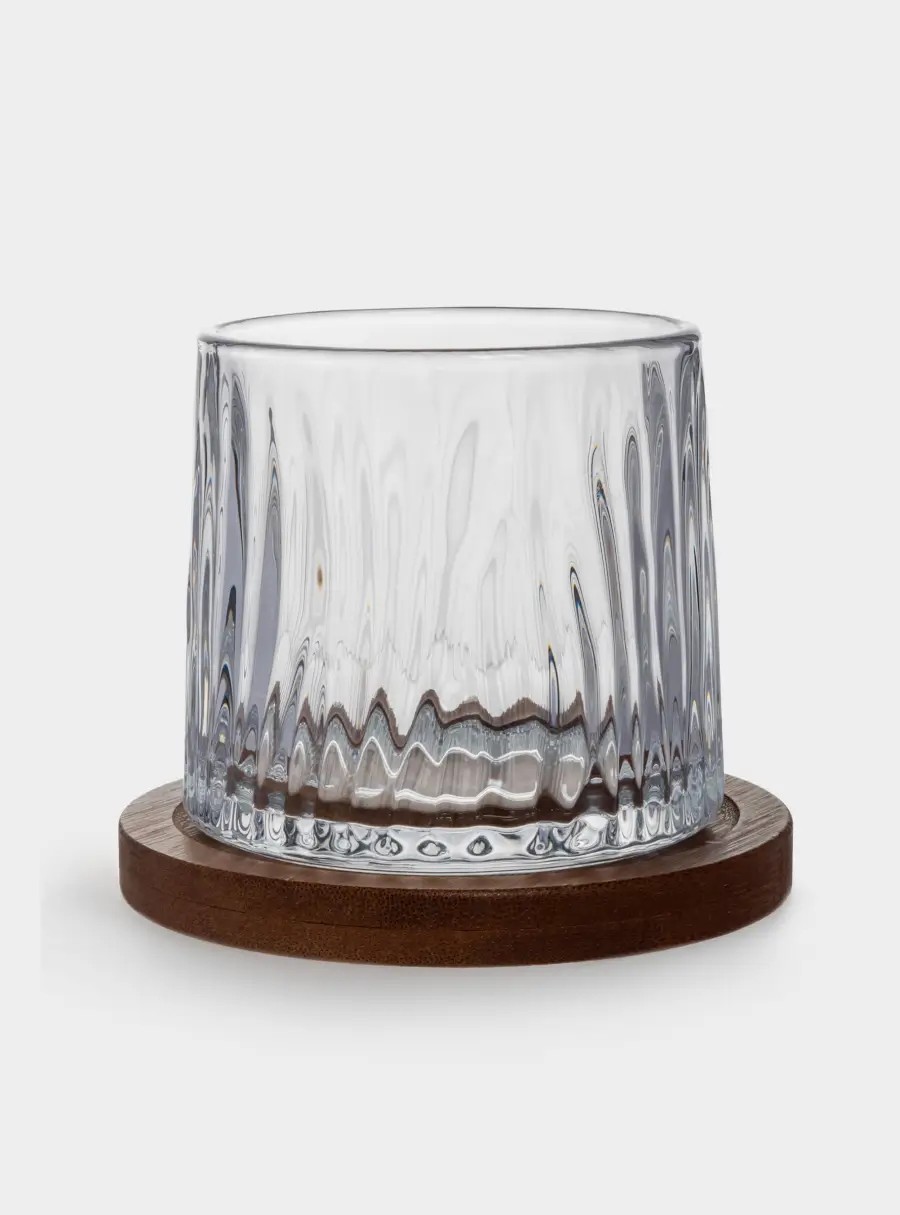 Стакан для виски, 10 см, 280 мл, на подставке, стекло/бамбук, Lyric