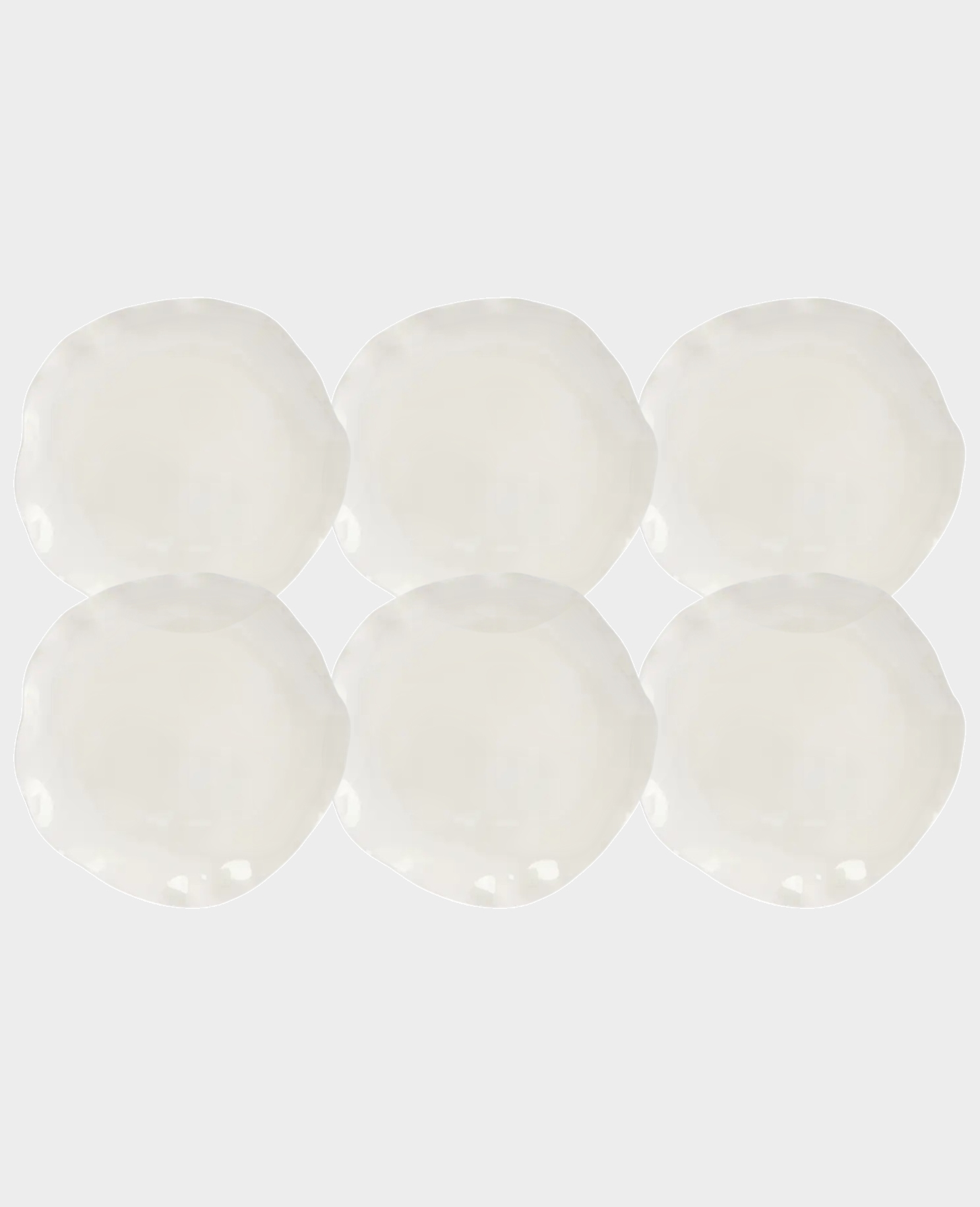 Набор 6 тарелок обеденных, 26 см, фарфор, белый, Волнистый край, White ocean