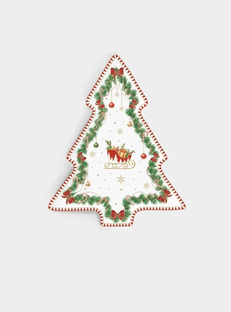 Блюдо, 20,5✕25,5 см, фарфор, белое, елочка, Щелкунчик и фея, Magie de Noel