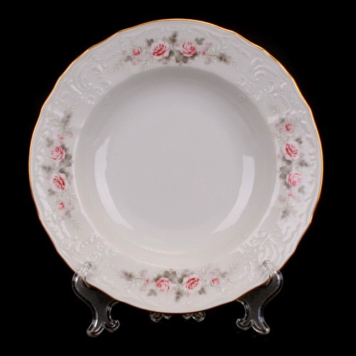 Набор глубоких тарелок 23 см. 6 шт «Роза серая 5396011»